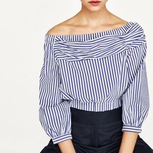 Zara Stripe Off Shoulder Top
